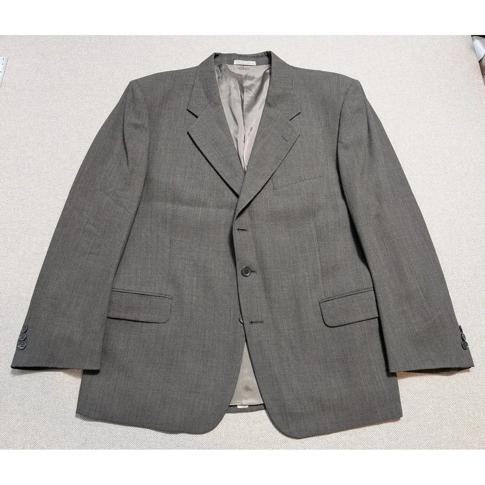 Profilo Men's 2 Piece Suit 44R Gray Wool Blazer Jacket Pants Formal